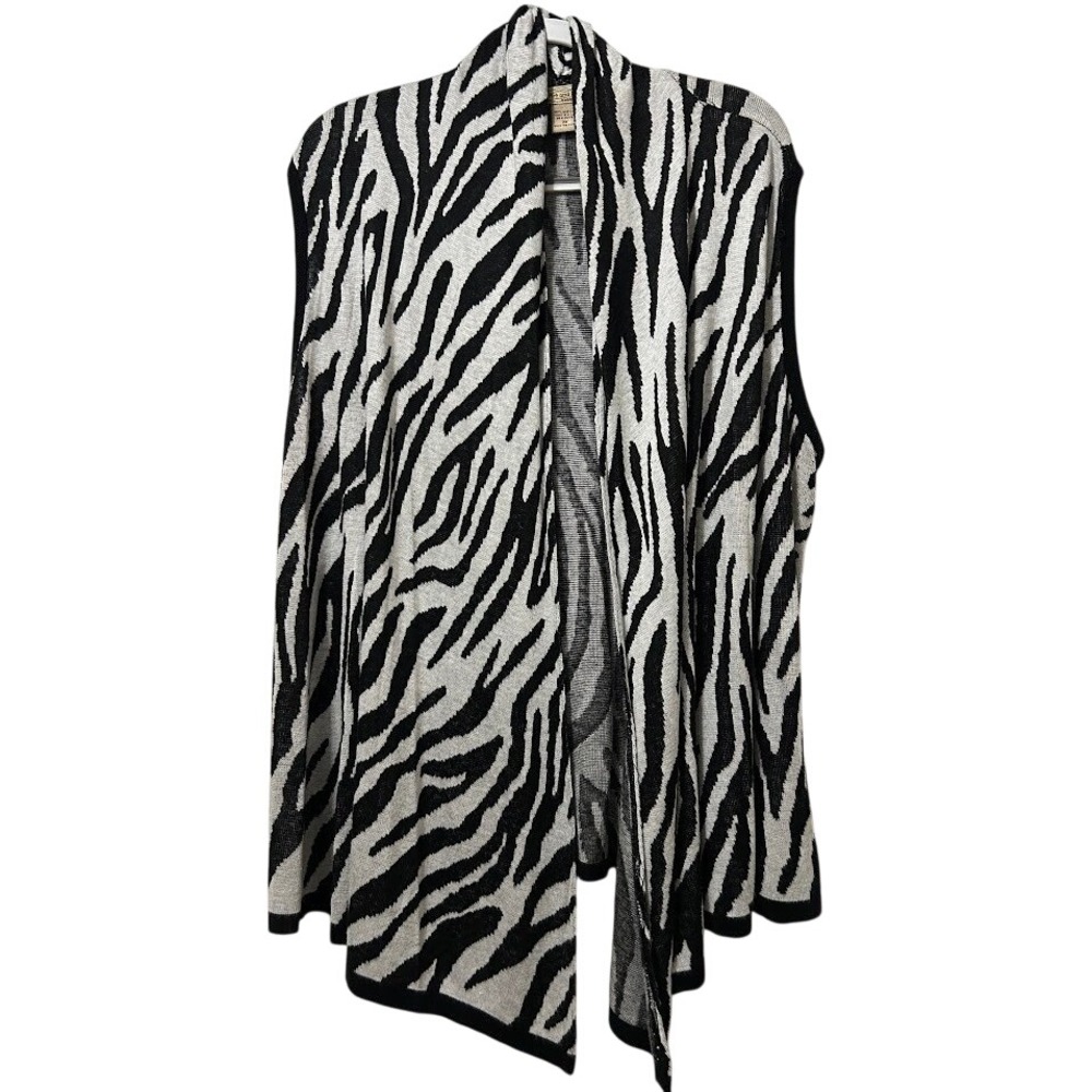 Art‎ and Soul Sweater Vest Open Cardigan zebra Print 2X